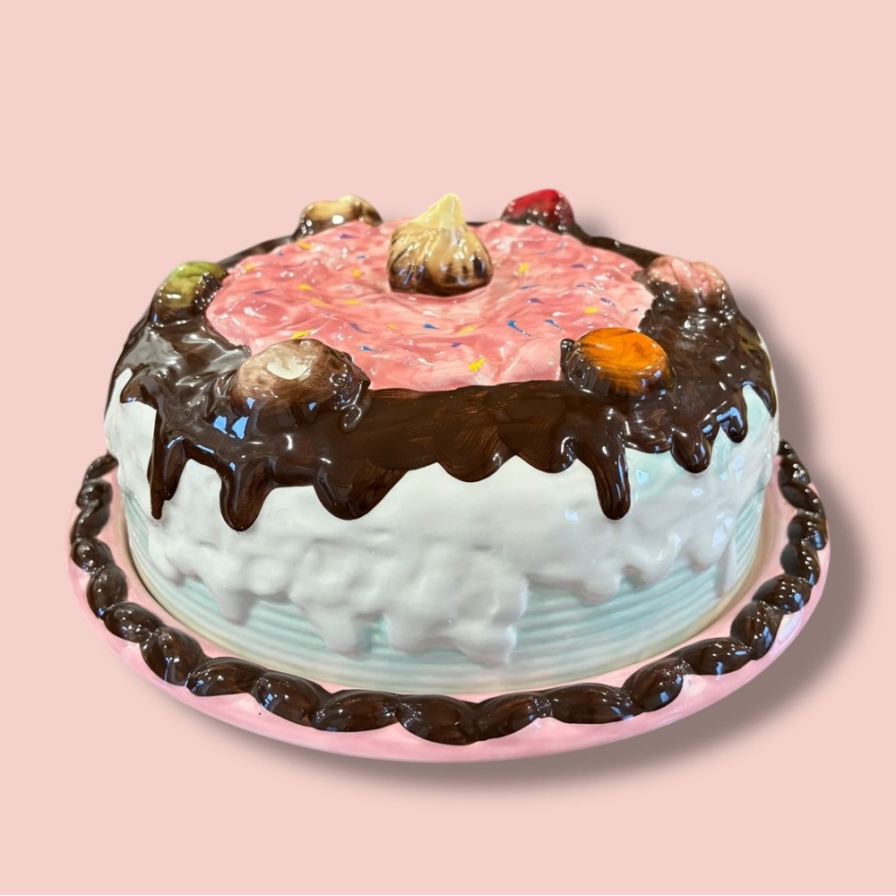 Whimsical Ceramic Cake Plate with Lid